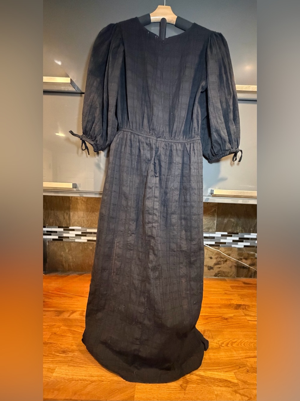 Rue Stiic Black Puff-Sleeve Tie-Waist Maxi Dress, size small - Picture 2 of 12